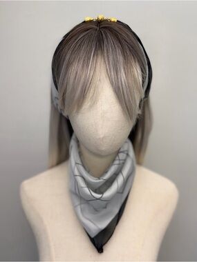 Black White Square Scarf Abstract Print Sheer Magnetic Corners 23”